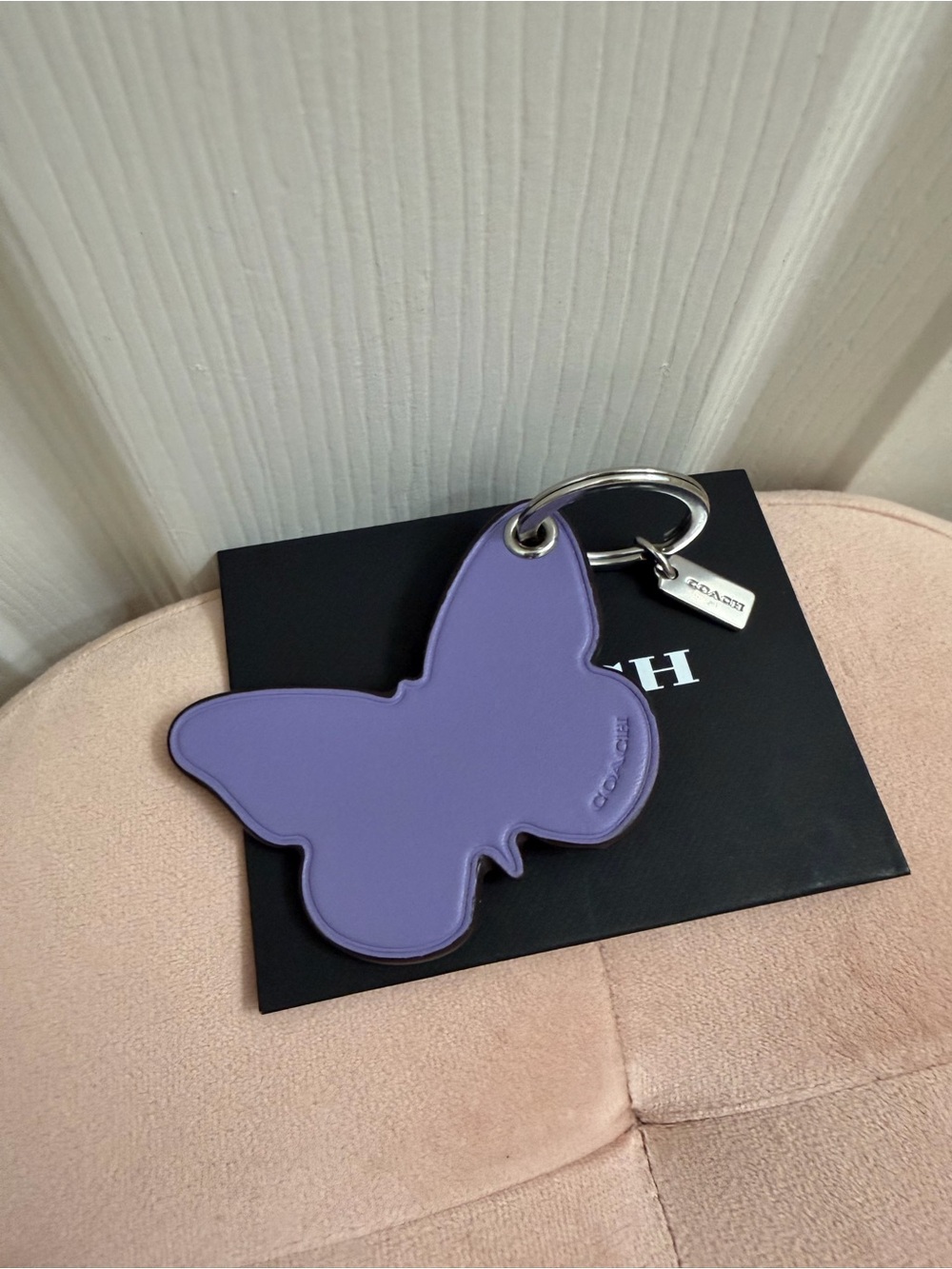 Coach Lavender Purple Butterfly Leather Key Chain Bag… - Gem